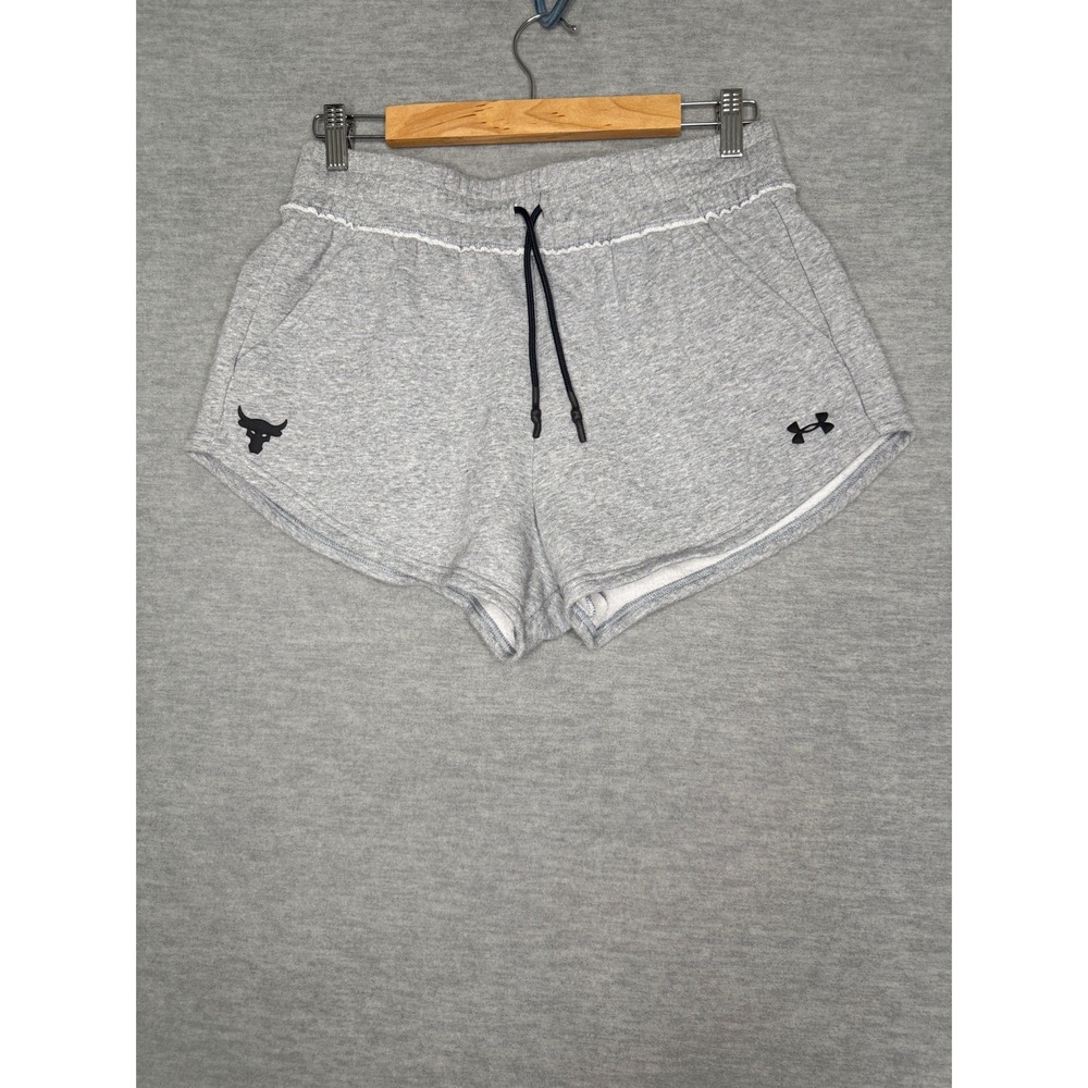Under Armour Project Rock Fleece Women's Shorts Sz M Loose 1371371 Heather Gray